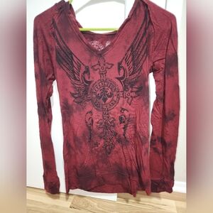 Affliction Long sleeved hooded shirt